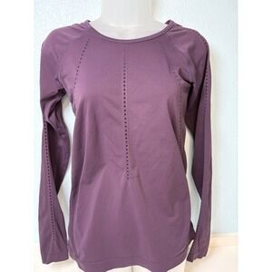 Athleta Small Momentum Long Sleeve Top Womens Small Purple Seamless Running